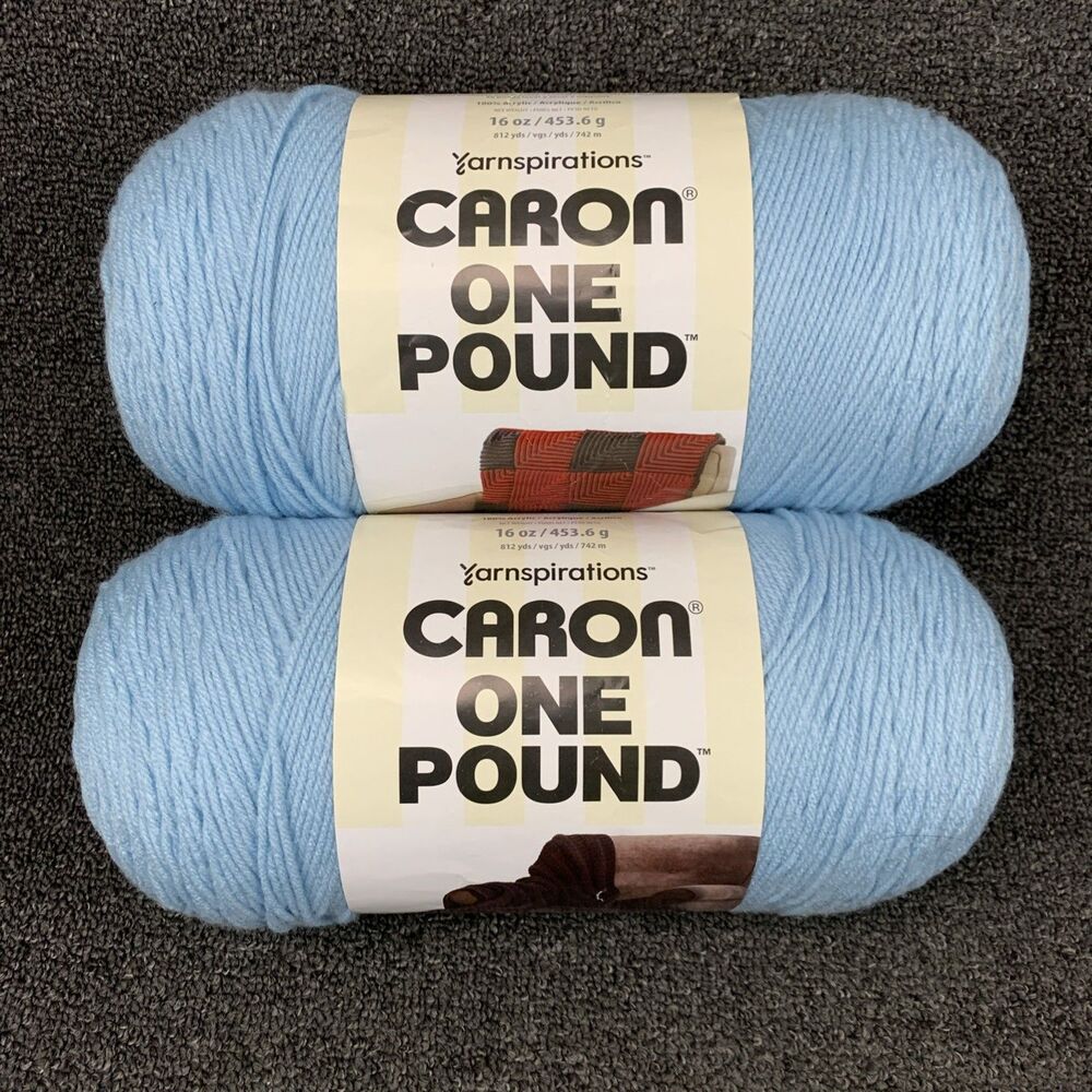 Lot Of 2 Yarnspirations Caron Yarn One Pound Sky Blue Acrylic Yarn 16oz 812yds